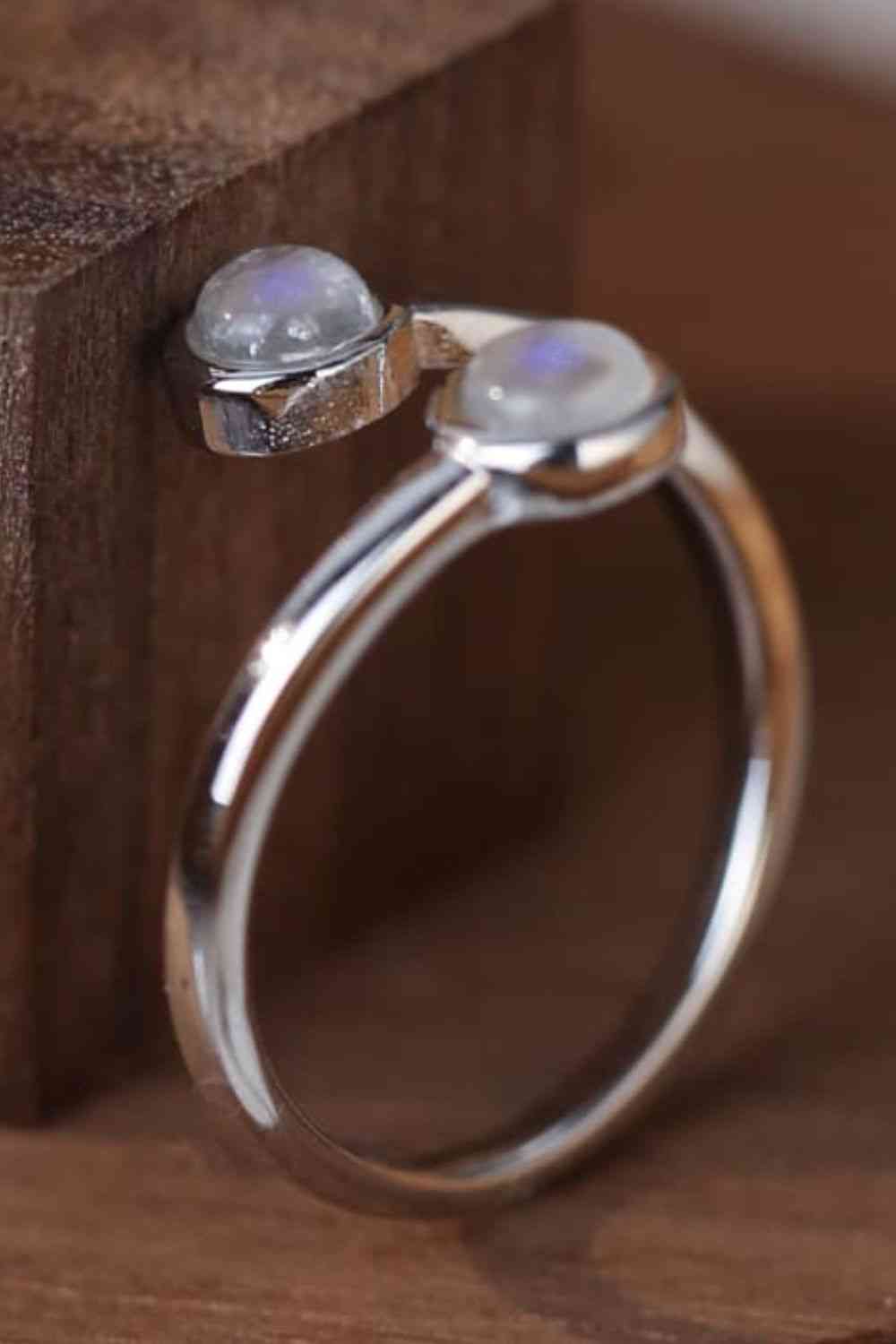 High Quality Natural Moonstone 925 Sterling Silver Toi Et Moi Ring-Bijou Crush