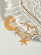 18K Gold-Plated Moon & Star Dangle Earrings-Bijou Crush