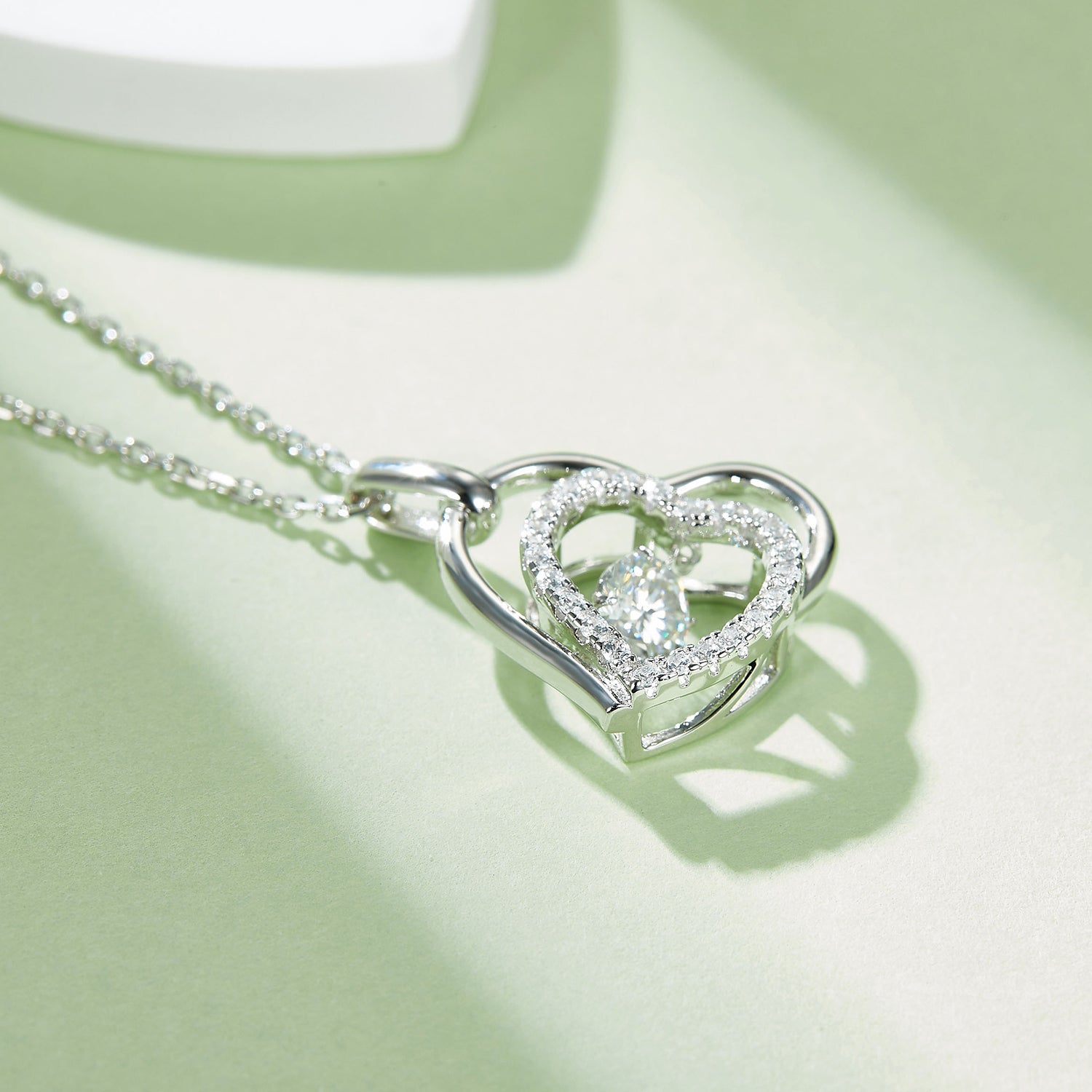 Moissanite 925 Sterling Silver Heart Necklace-Bijou Crush