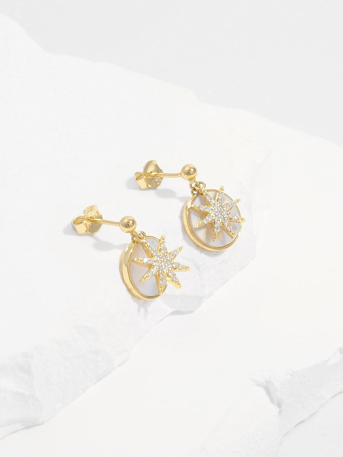 18K Gold-Plated 925 Sterling Silver Star Shape Earrings-Bijou Crush