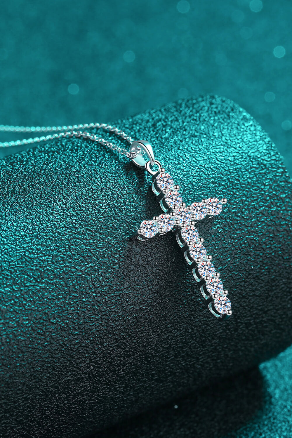 Adored Moissanite Cross Necklace in 925 Sterling Silver-Bijou Crush