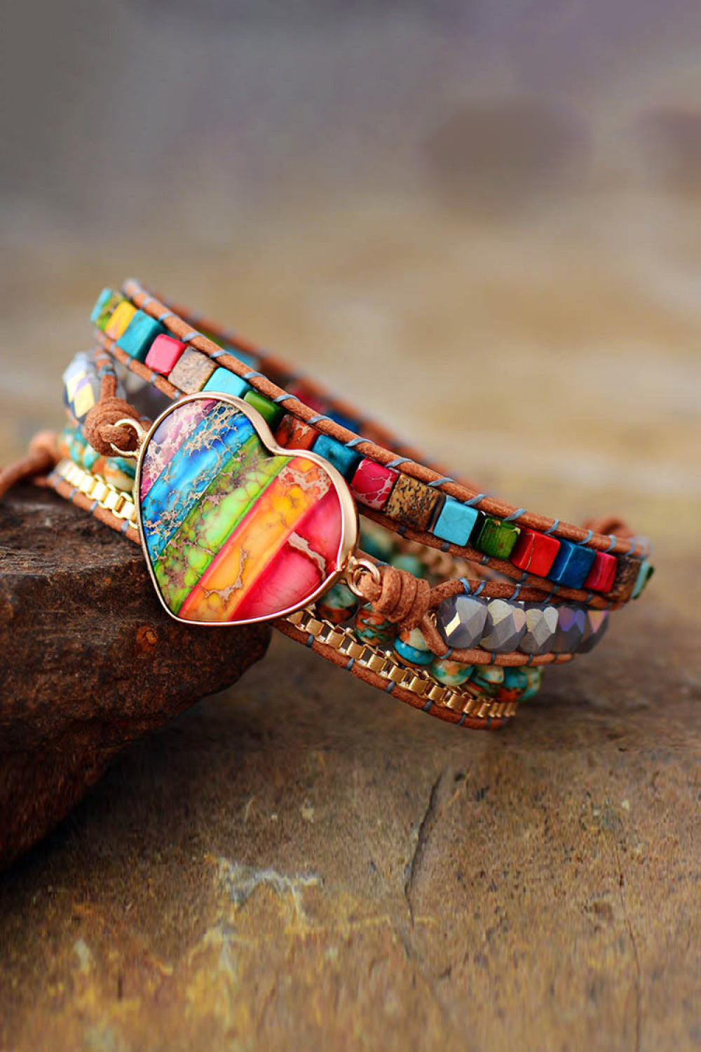 Imperial Jasper & Crystal Layered Bracelet-Bijou Crush