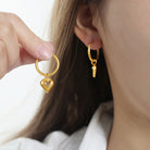Heart Shape Lapis Lazuli Dangle Earrings-Bijou Crush