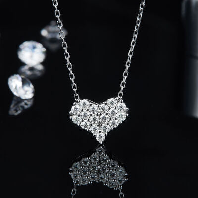 Moissanite 925 Sterling Silver Heart Necklace-Bijou Crush