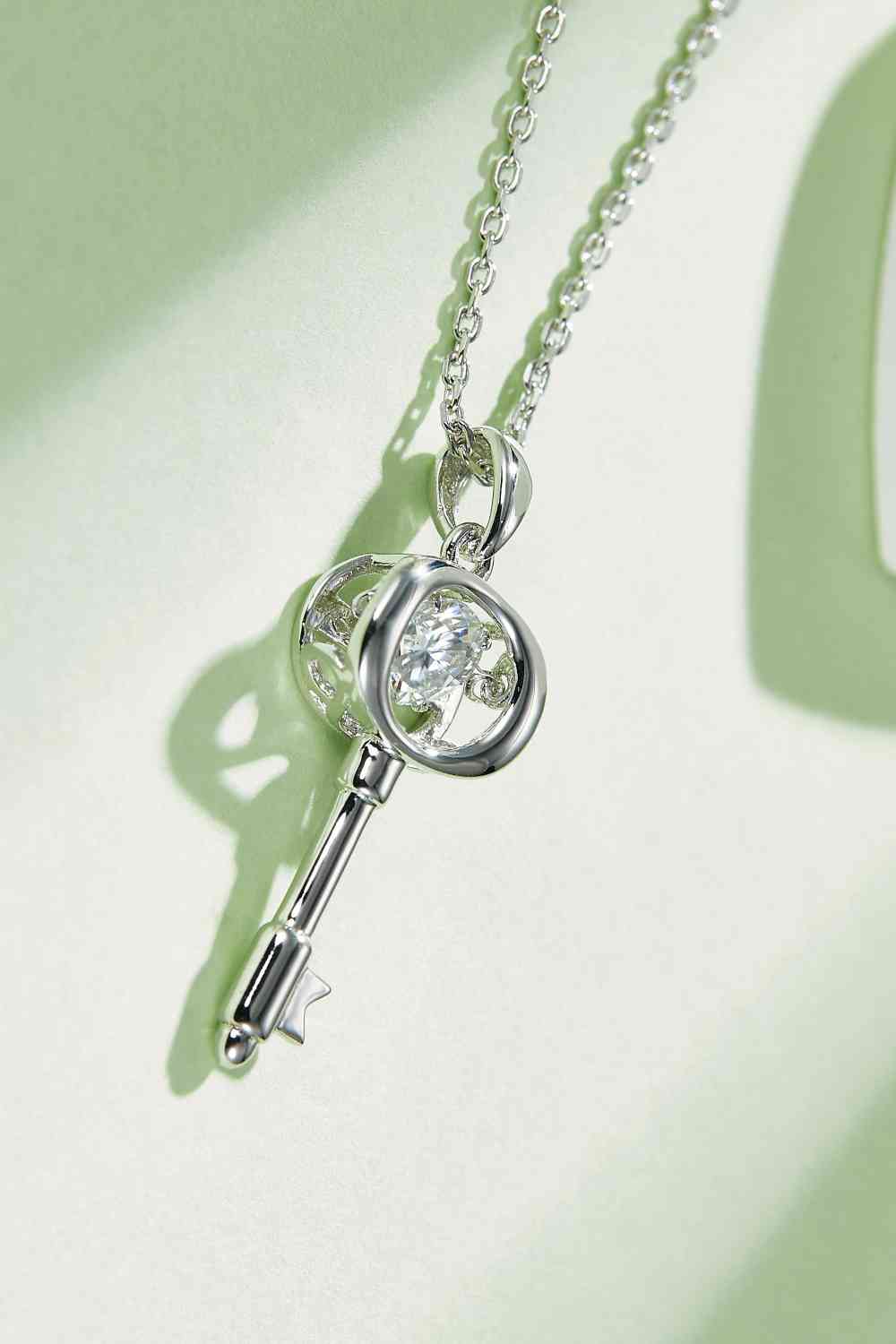 Adored Moissanite Key Pendant Necklace-Bijou Crush