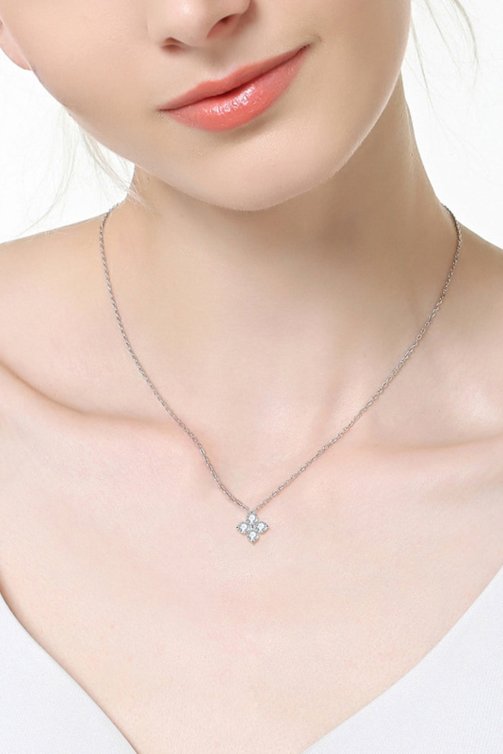 Moissanite Four Leaf Clover Pendant Necklace-Bijou Crush