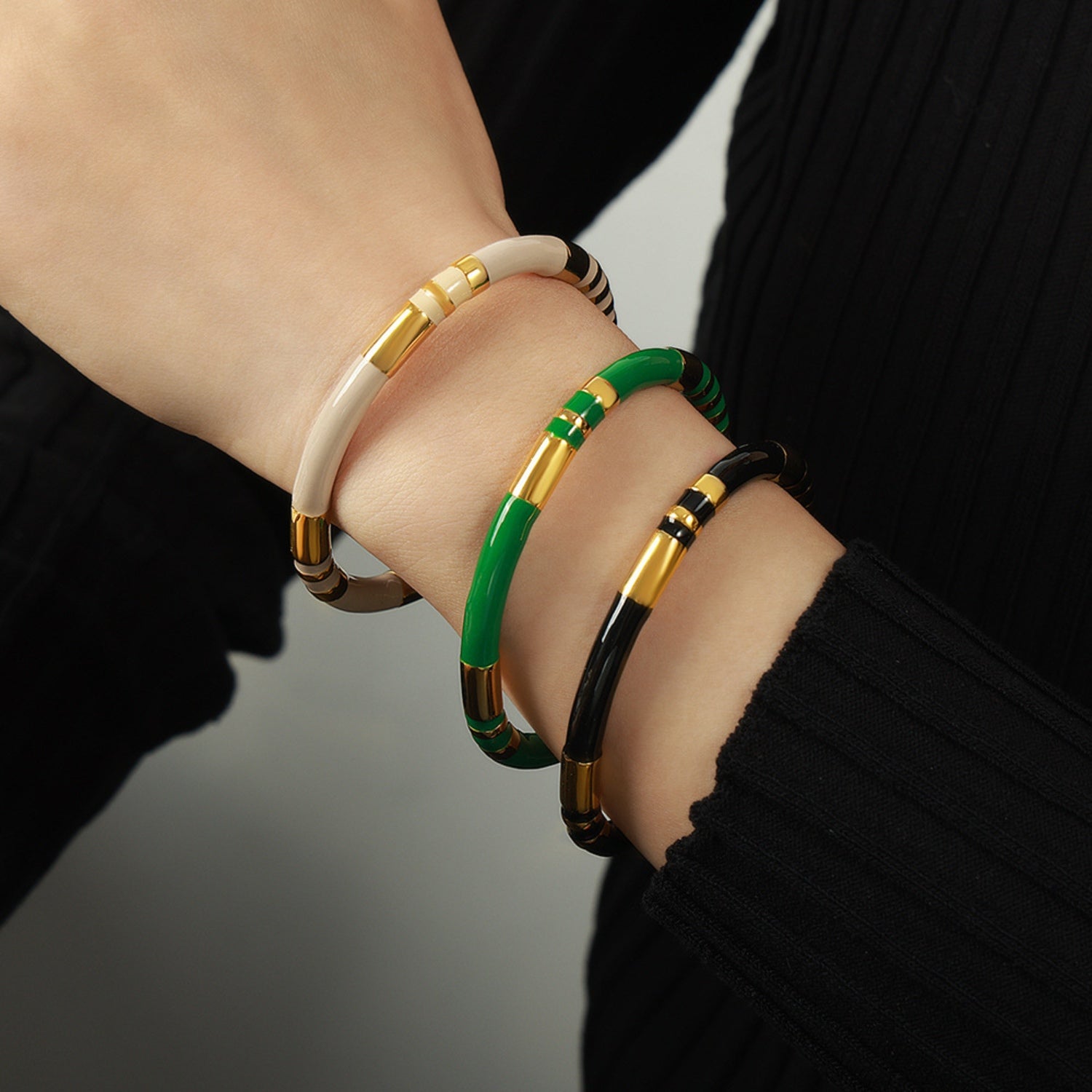 Enamel Titanium Steel Cuff Bracelet-Bijou Crush