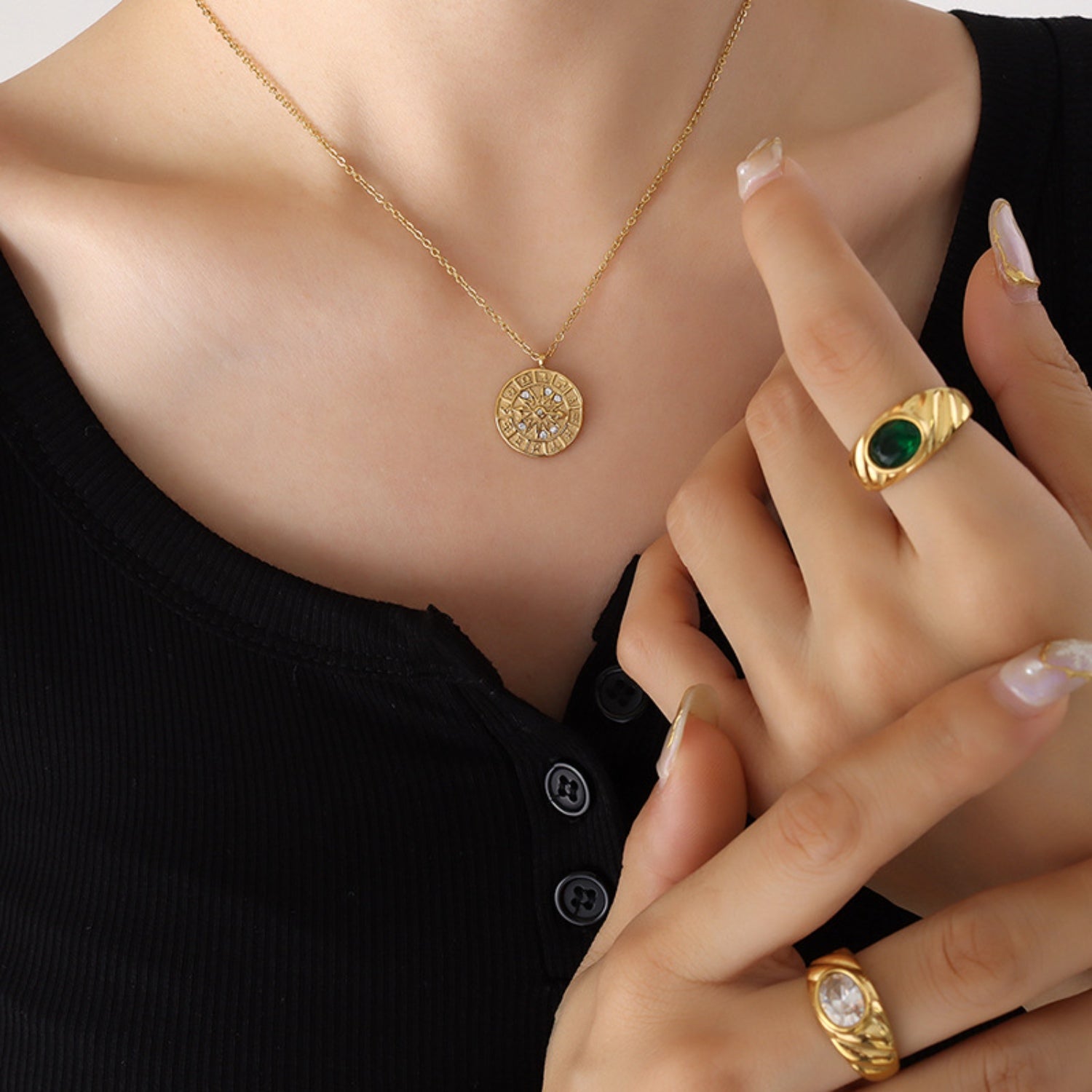 Zircon Titanium Steel Timepiece Shape Necklace-Bijou Crush