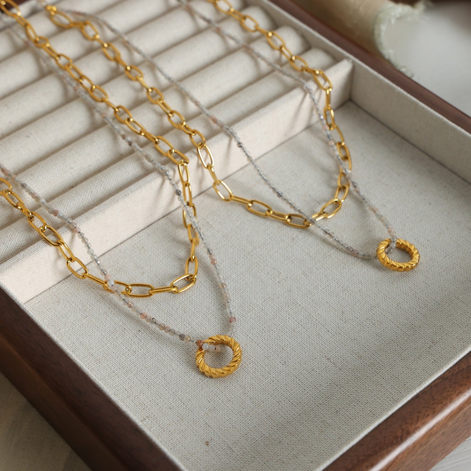 Beaded Double-Layered Titanium Steel Necklace-Bijou Crush