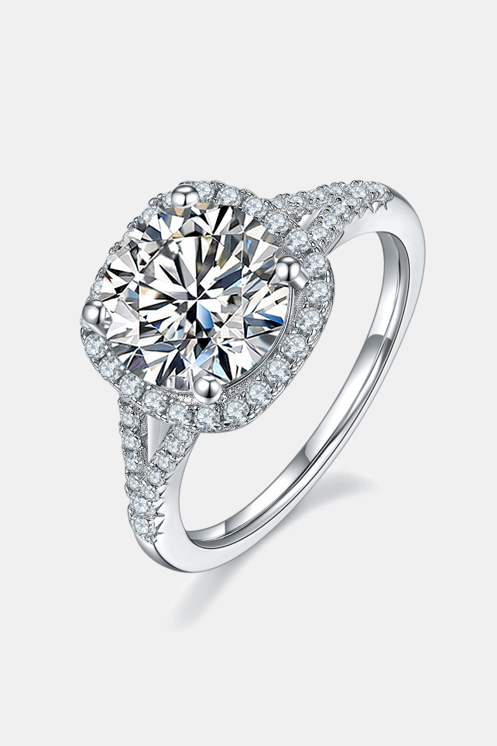 3 Carat Moissanite Halo Ring - 925 Sterling Silver-Platinum-plated-Bijou Crush