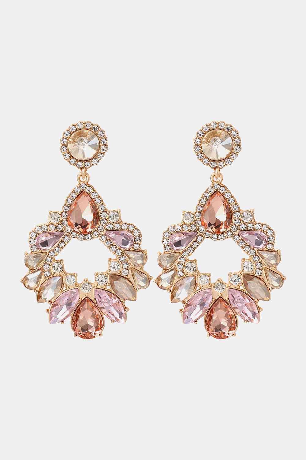 Zinc Alloy Frame Glass Stone Dangle Earrings-Bijou Crush