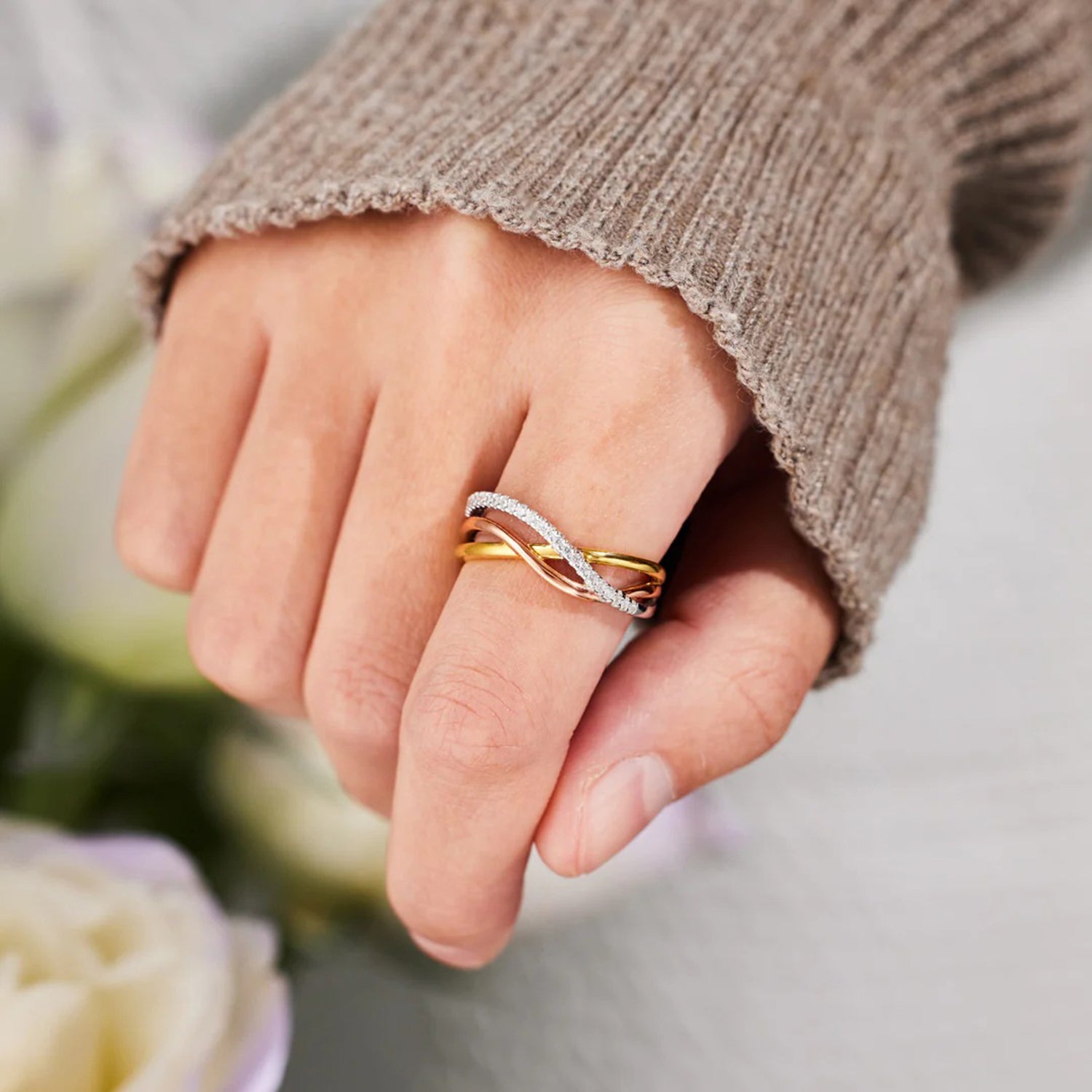 Crisscross Gold-Plated 925 Sterling Silver Ring-Bijou Crush