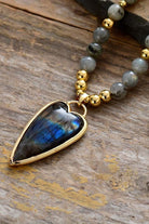 Natural Stone Pendant Beaded Necklace-Bijou Crush