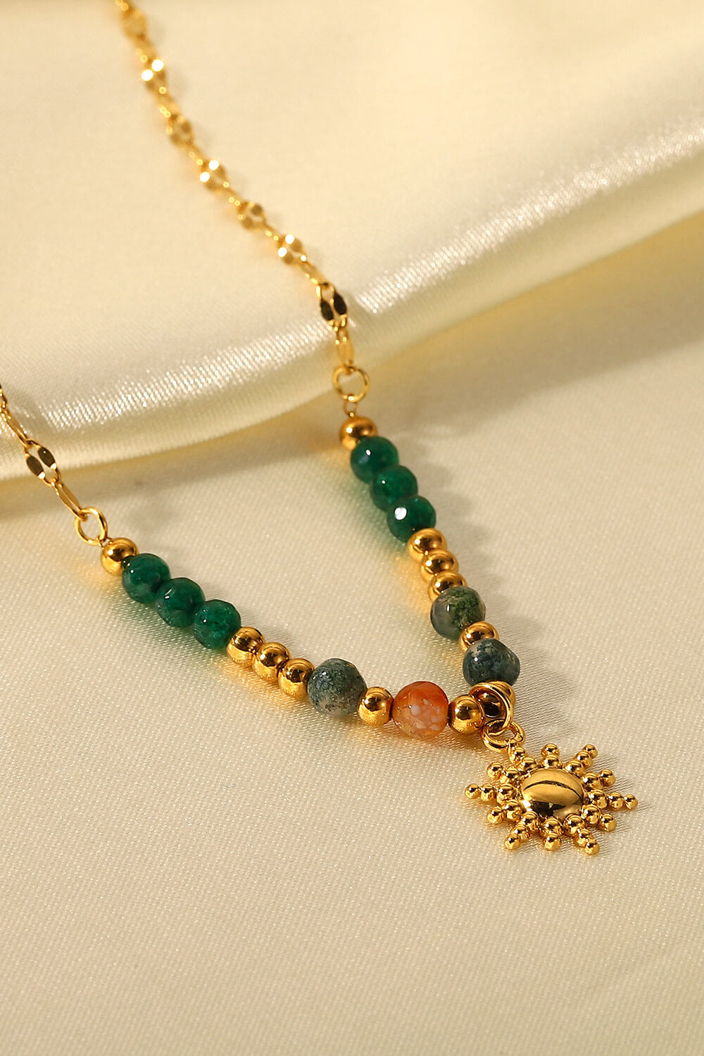 Sun Pendant Natural Stone Necklace-Bijou Crush