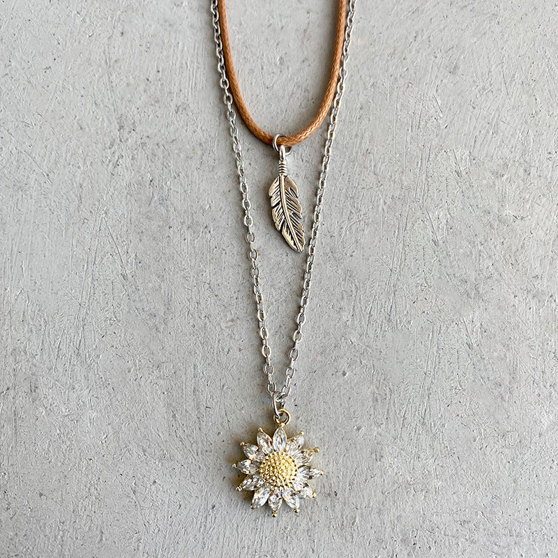 Sunflower Pendant Necklace Set-Bijou Crush