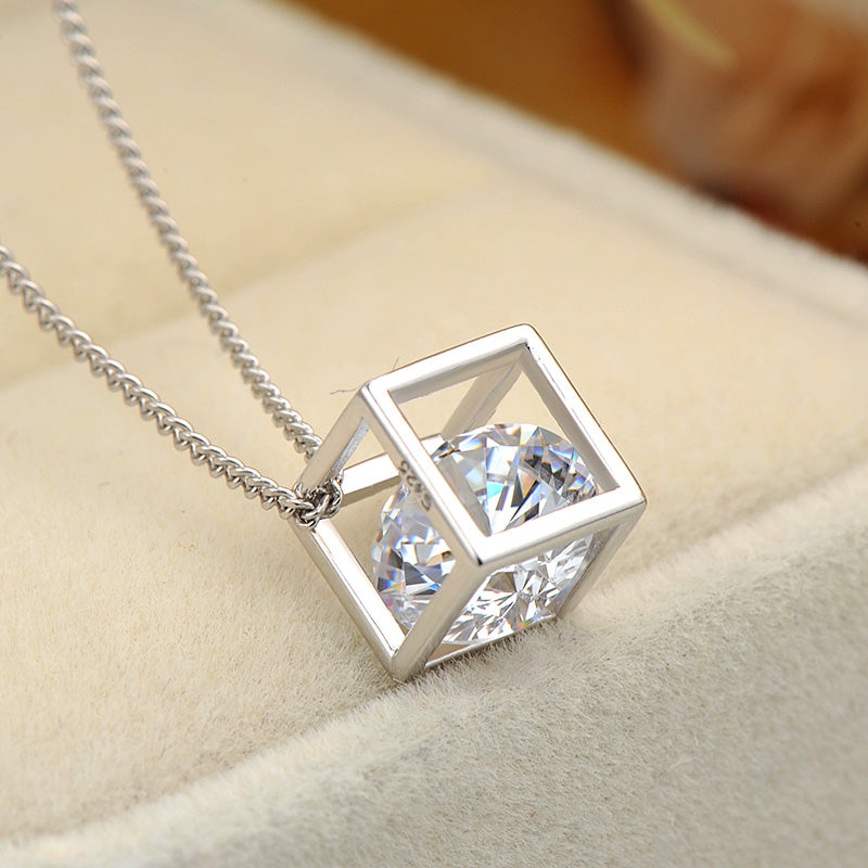 Fire In Cage Pendant – 925 Sterling Silver with Cubic Zirconia-Bijou Crush