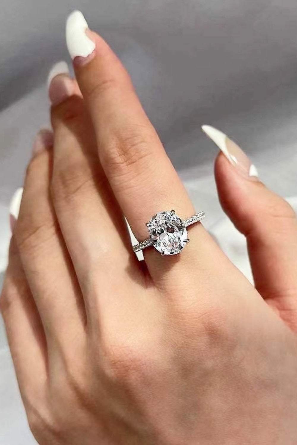 Platinum-Plated Side Stone 2 Carat Moissanite Ring-Bijou Crush