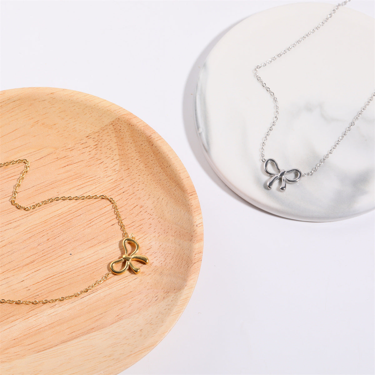 Bow Pendant Necklace - Titanium Steel Vibes-Bijou Crush