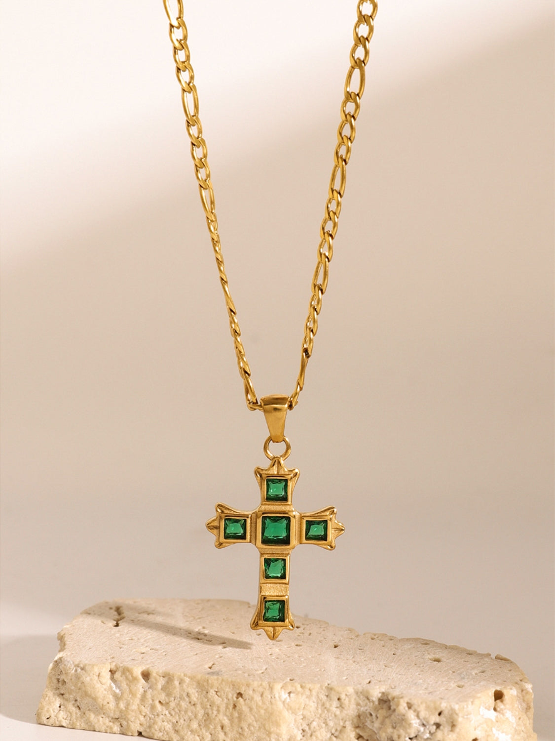 Stainless Steel Zircon Cross Pendant Necklace-Bijou Crush