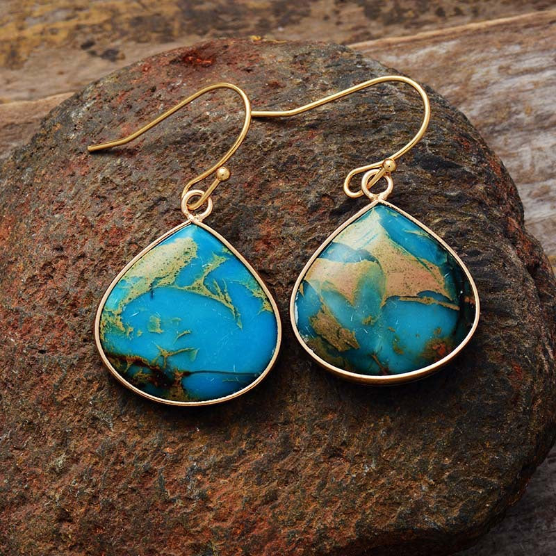 18K Gold-Plated Natural Stone Earrings-Bijou Crush