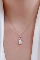 Opal Oval Pendant Chain Necklace-Bijou Crush