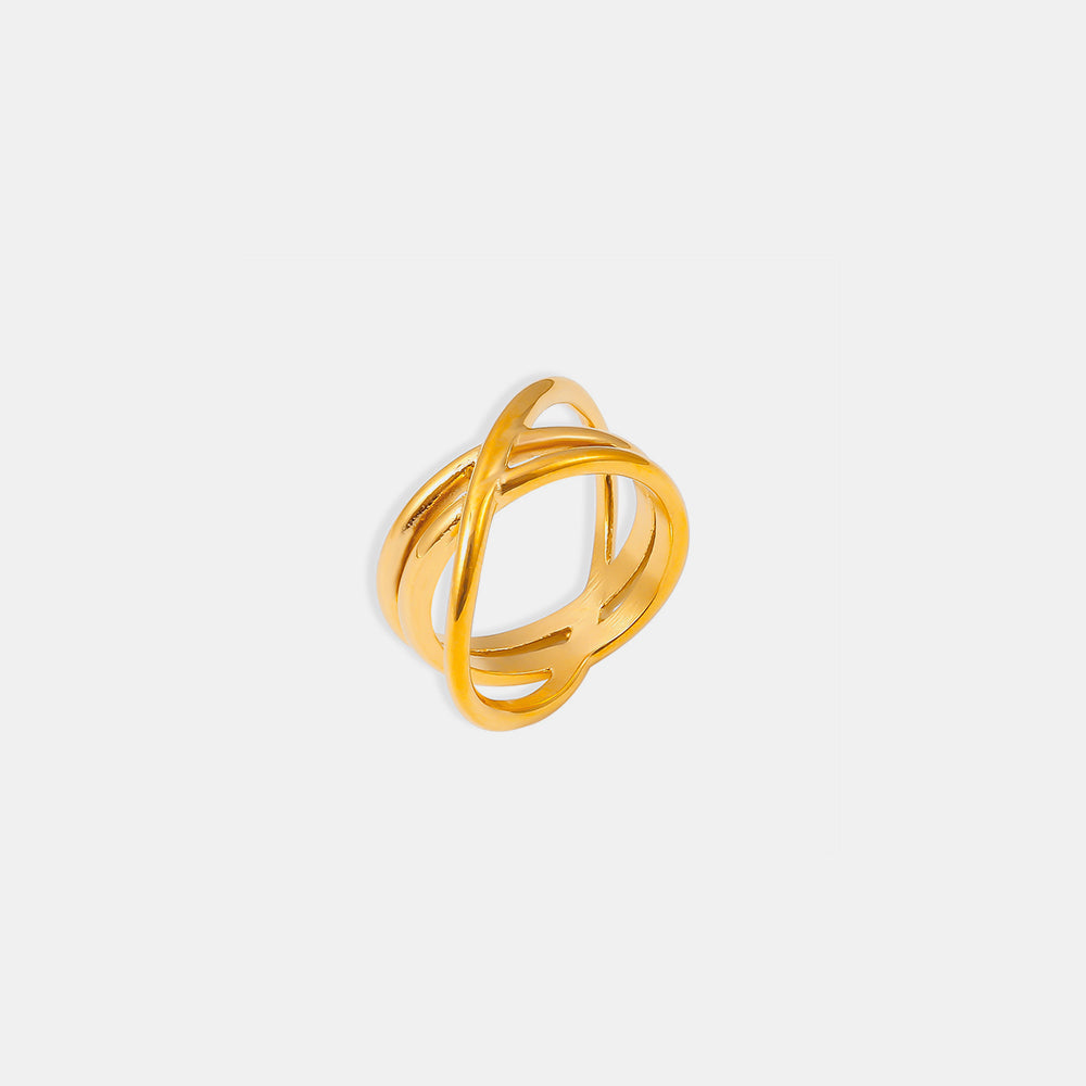 18K Gold-Plated Crisscross Ring-Bijou Crush