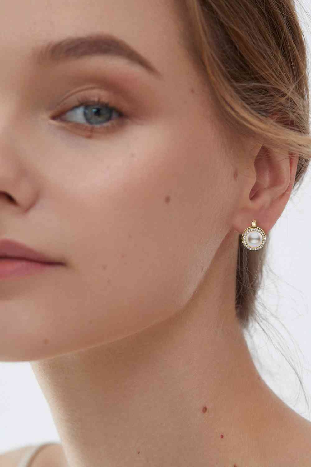 Moissanite Pearl 925 Sterling Silver Earrings-Bijou Crush