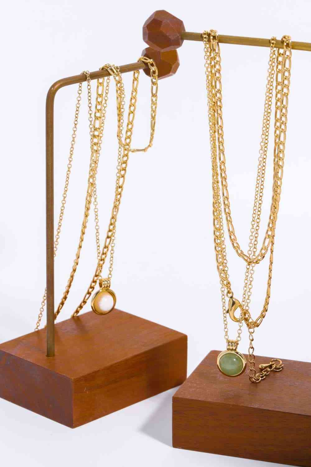 Copper 14K Gold-Plated Round Shape Aventurine Pendant Necklace-Bijou Crush