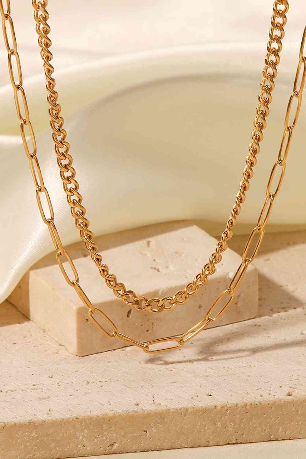 18K Gold Plated Layered Chain Necklace-Bijou Crush
