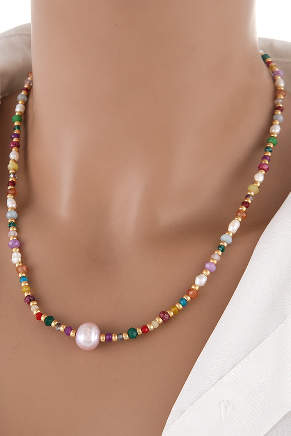 Multicolored Bead Necklace-Bijou Crush