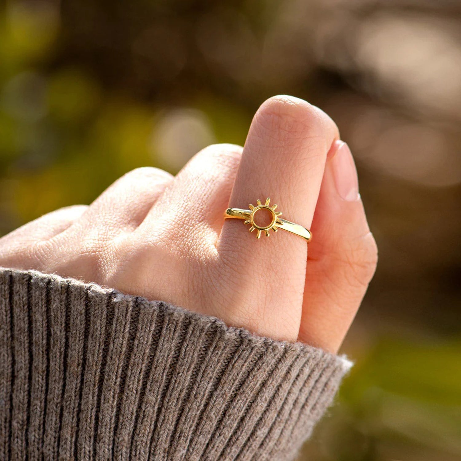 Sun Shape 18K Gold-Plated Ring-Bijou Crush
