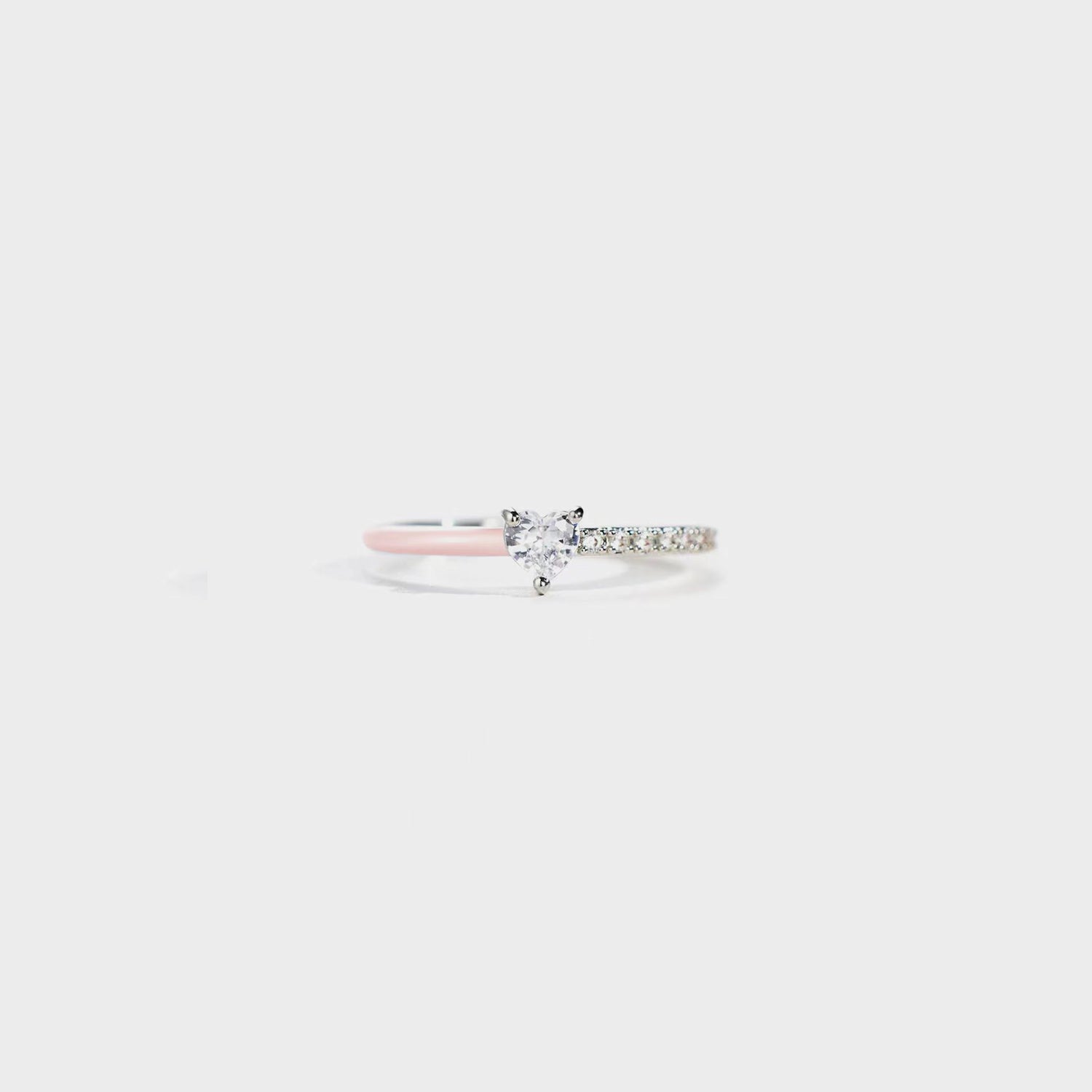 Heart Shape Inlaid Zircon Enamel Ring-Bijou Crush