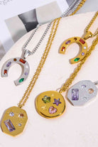 Inlaid Zircon Pendant Stainless Steel Necklace-Bijou Crush