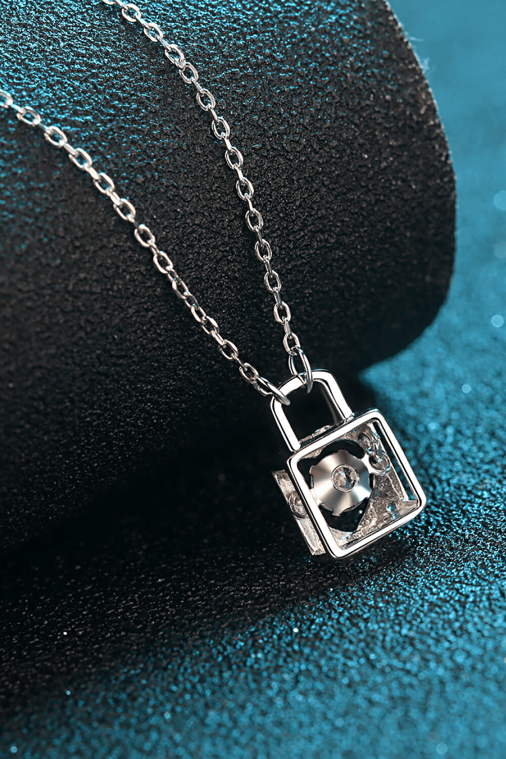 925 Sterling Silver Adored Moissanite Lock Pendant Necklace-Bijou Crush