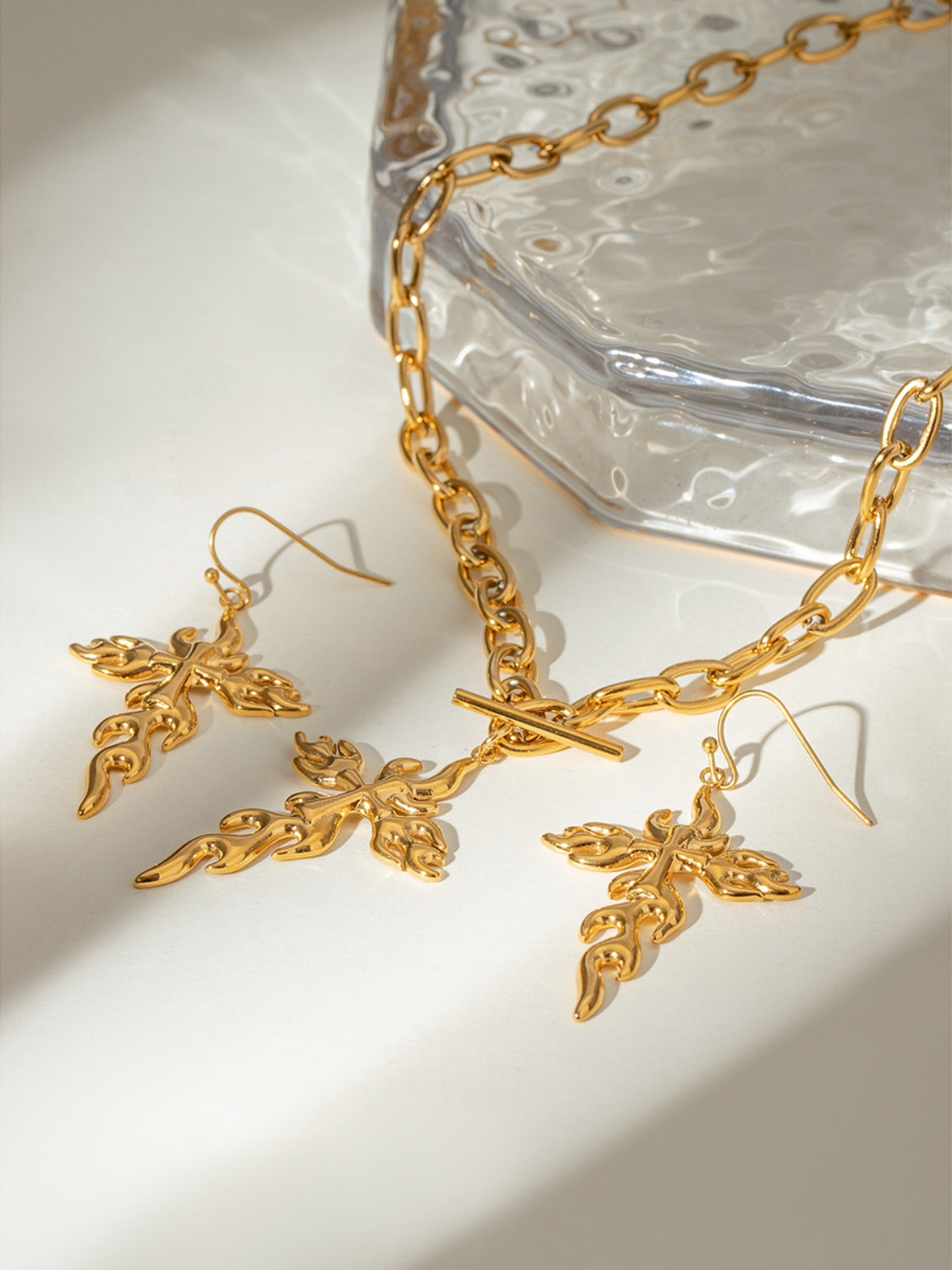 18K Gold-Plated Stainless Steel Cross Necklace-Bijou Crush
