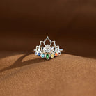 925 Sterling Silver Inlaid Zircon Lotus Shape Ring-Bijou Crush