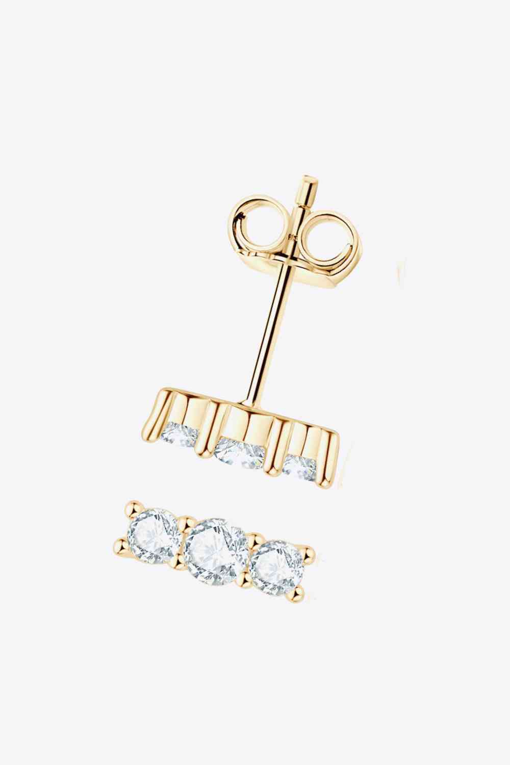 Heartbeat Rhythm 925 Sterling Silver Moissanite Stud Earrings-Bijou Crush
