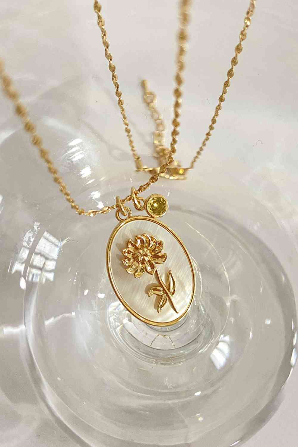 Flower Shell Pendant Copper Necklace-Bijou Crush