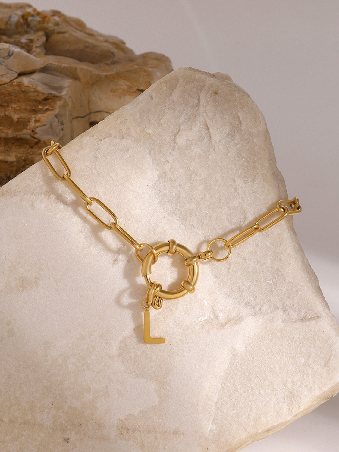 18K Gold-Plated Stainless Steel Letter L Bracelet-Bijou Crush