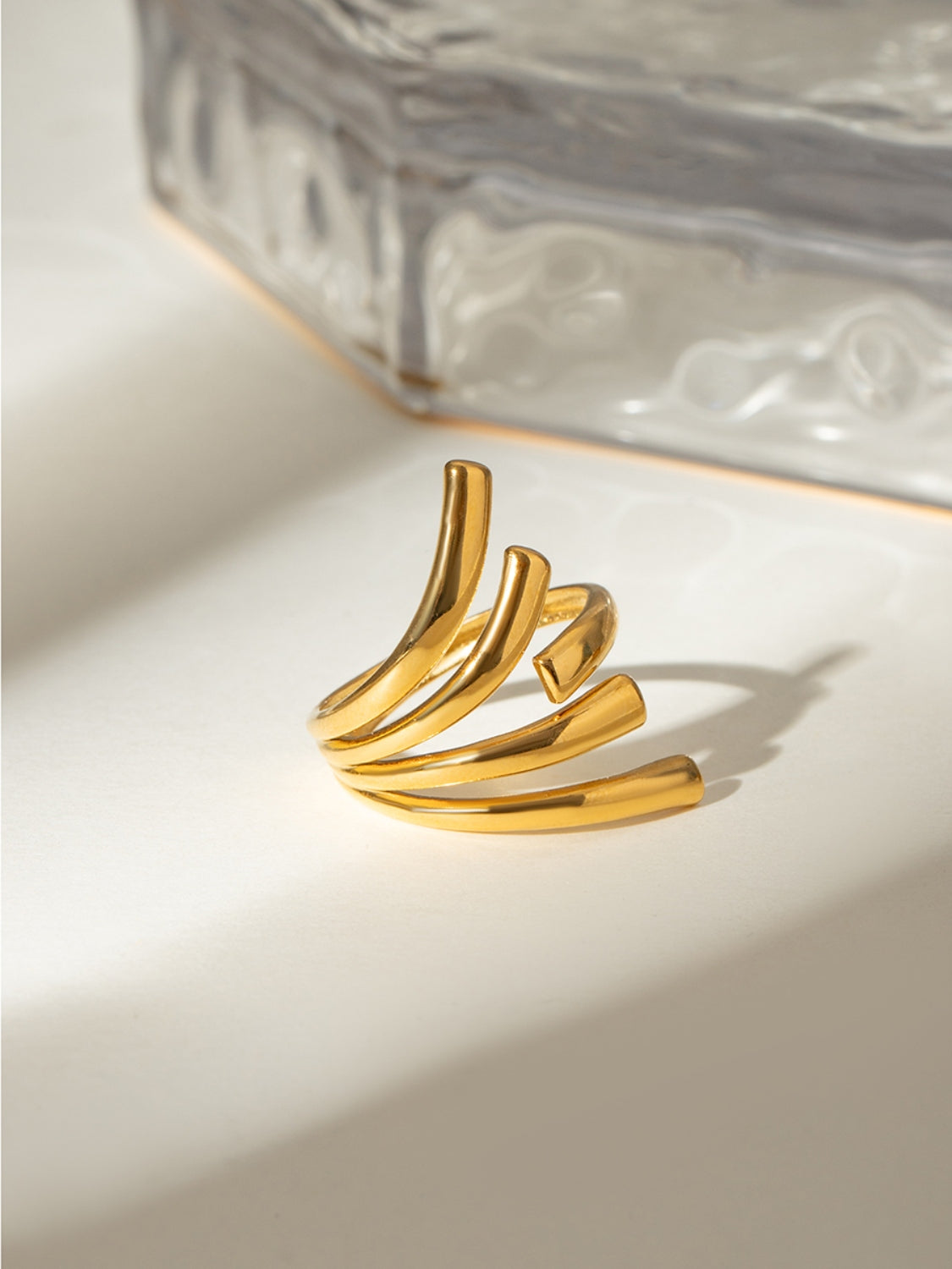 18K Gold-Plated Stainless Steel Irregular Open Ring-Bijou Crush