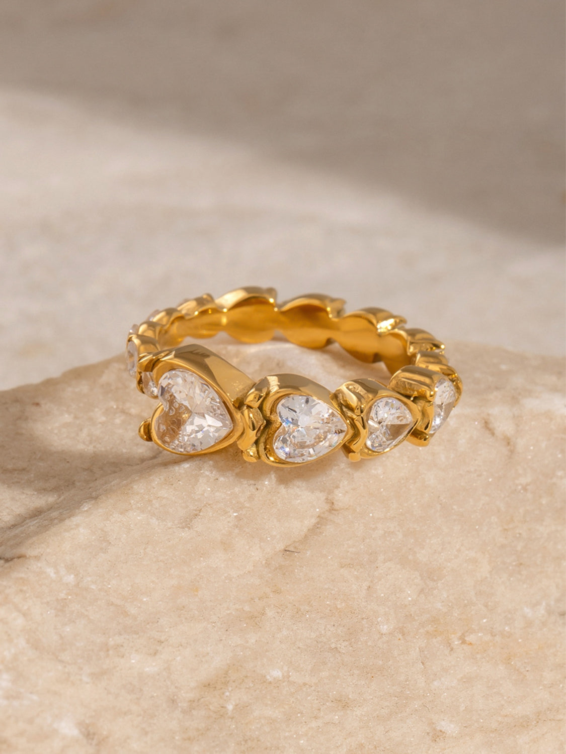Stainless Steel Heart Rhinestone Ring-Bijou Crush