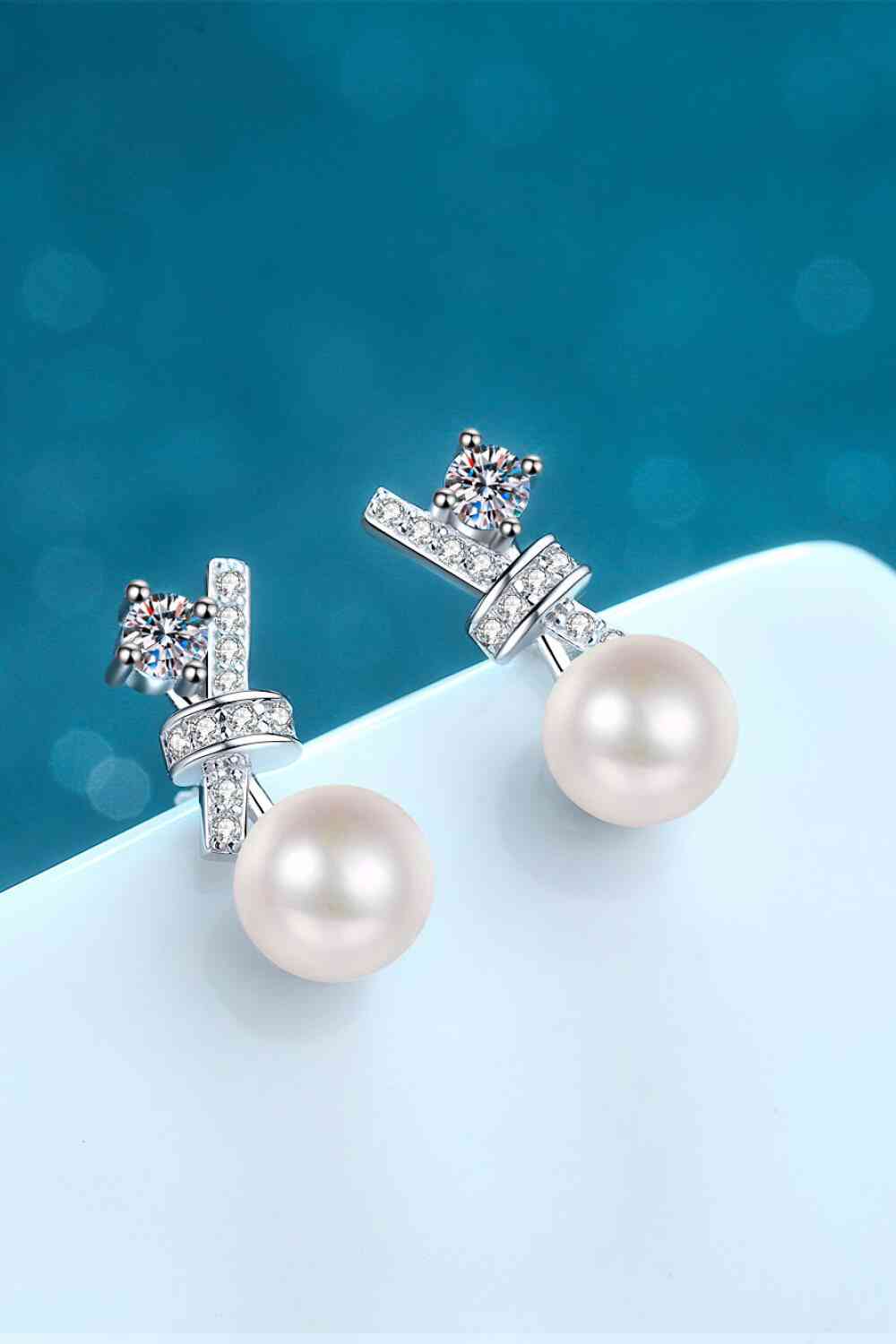 Pearl Moissanite Stud Earrings-Bijou Crush