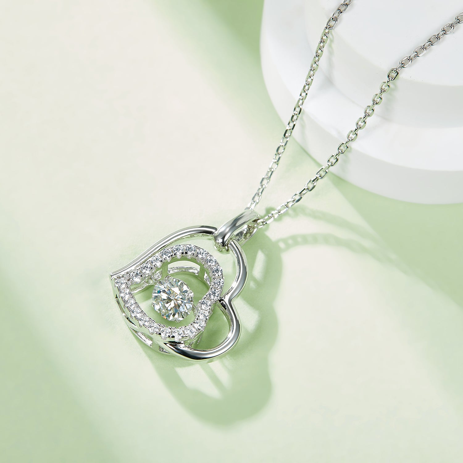 Moissanite 925 Sterling Silver Heart Necklace-Bijou Crush