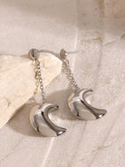 Stainless Steel Moon Dangle Earrings-Bijou Crush