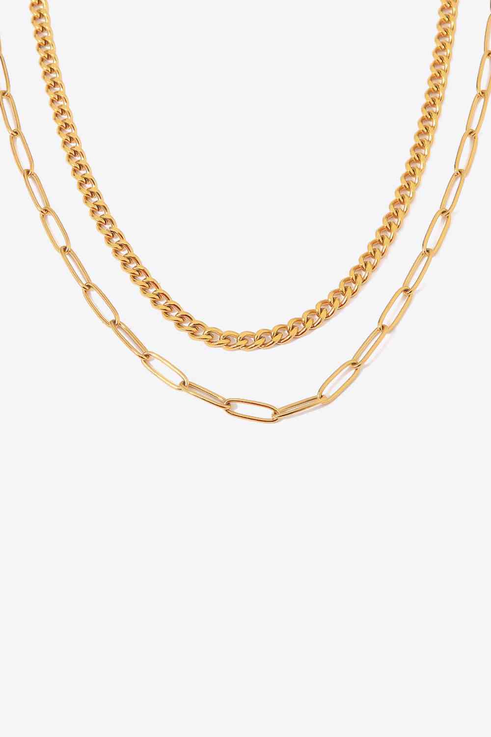 18K Gold Plated Layered Chain Necklace-Bijou Crush