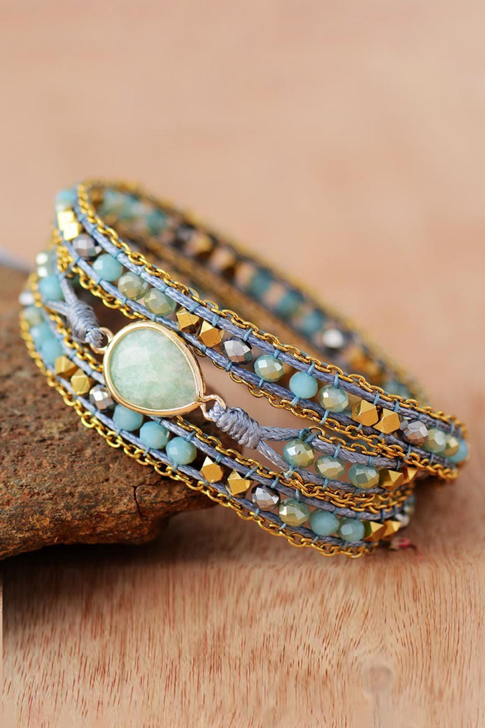 Handmade Teardrop Shape Triple Layer Beaded Bracelet-Bijou Crush