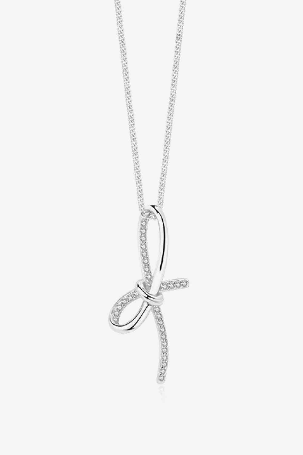 Zircon Bow Pendant Necklace-Bijou Crush