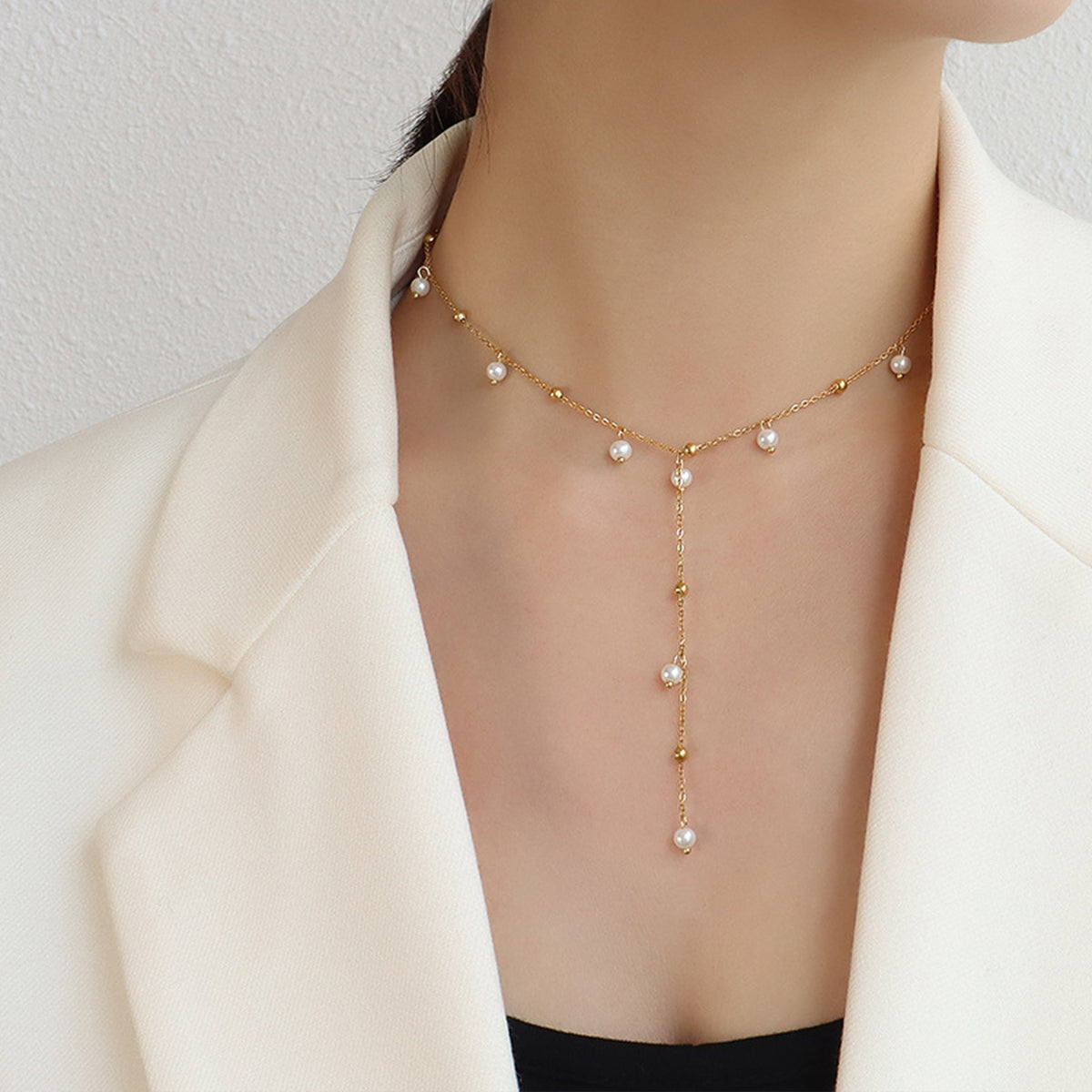 18K Gold-Plated Pearl Drop Necklace-Bijou Crush