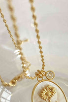 Flower Shell Pendant Copper Necklace-Bijou Crush