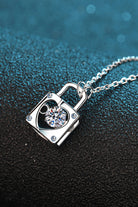 925 Sterling Silver Adored Moissanite Lock Pendant Necklace-Bijou Crush